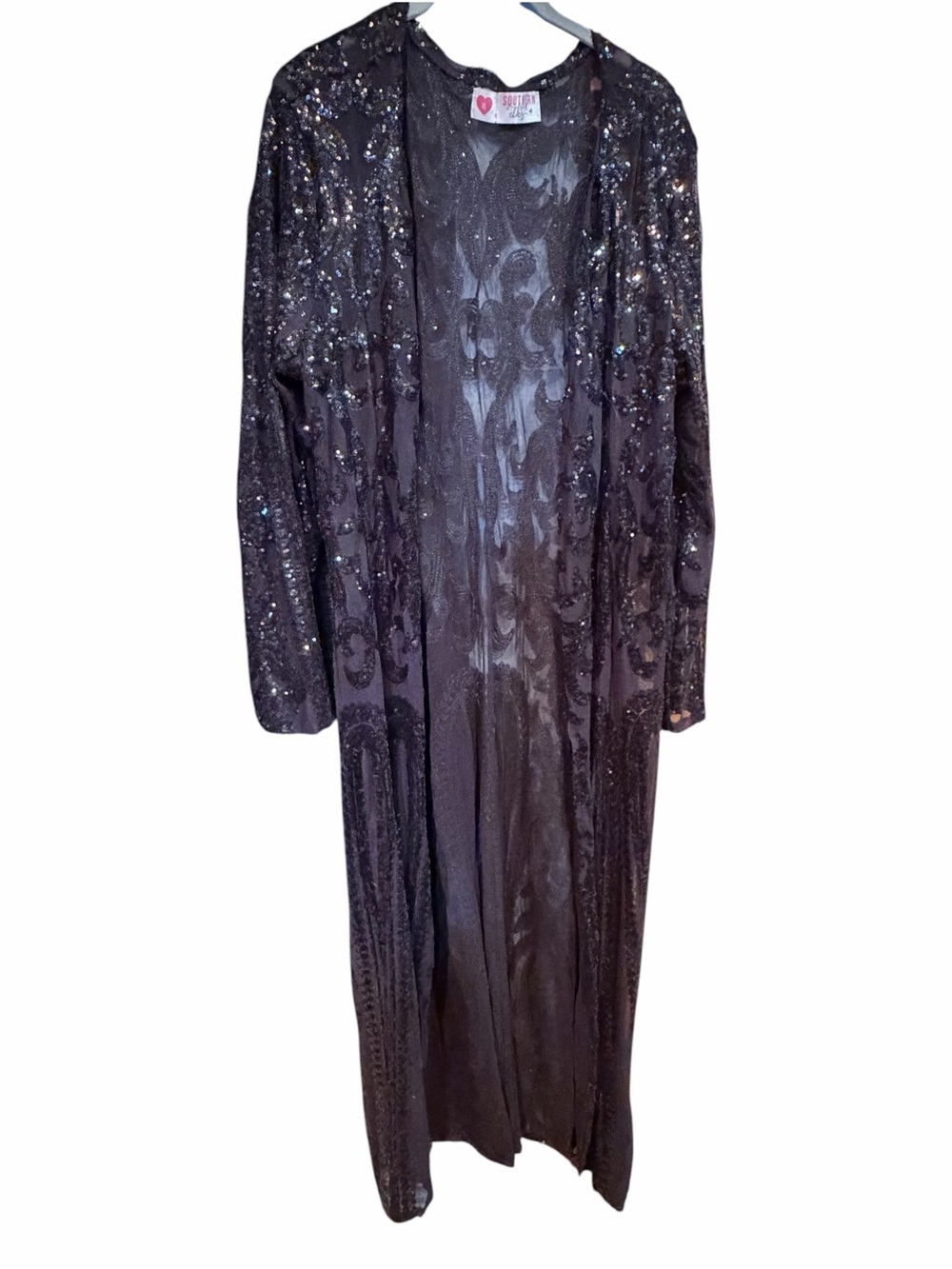 Sequin Long Black Duster